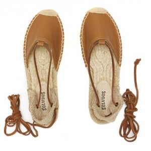 SALUDOS Wrap Gladiator Leather Tan Espadrille Flats
